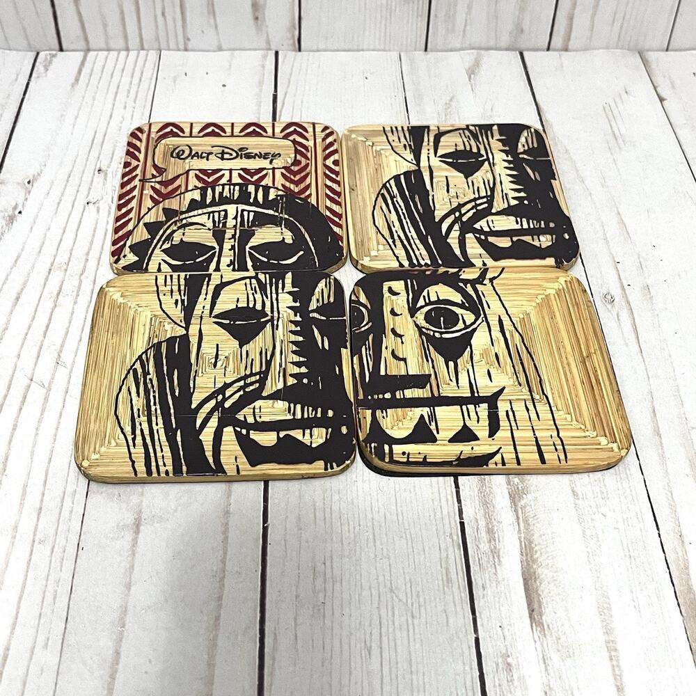 Disney Parks Disney Enchanted Tiki Room Bamboo Coaster Set of 4 RARE!! READ!!